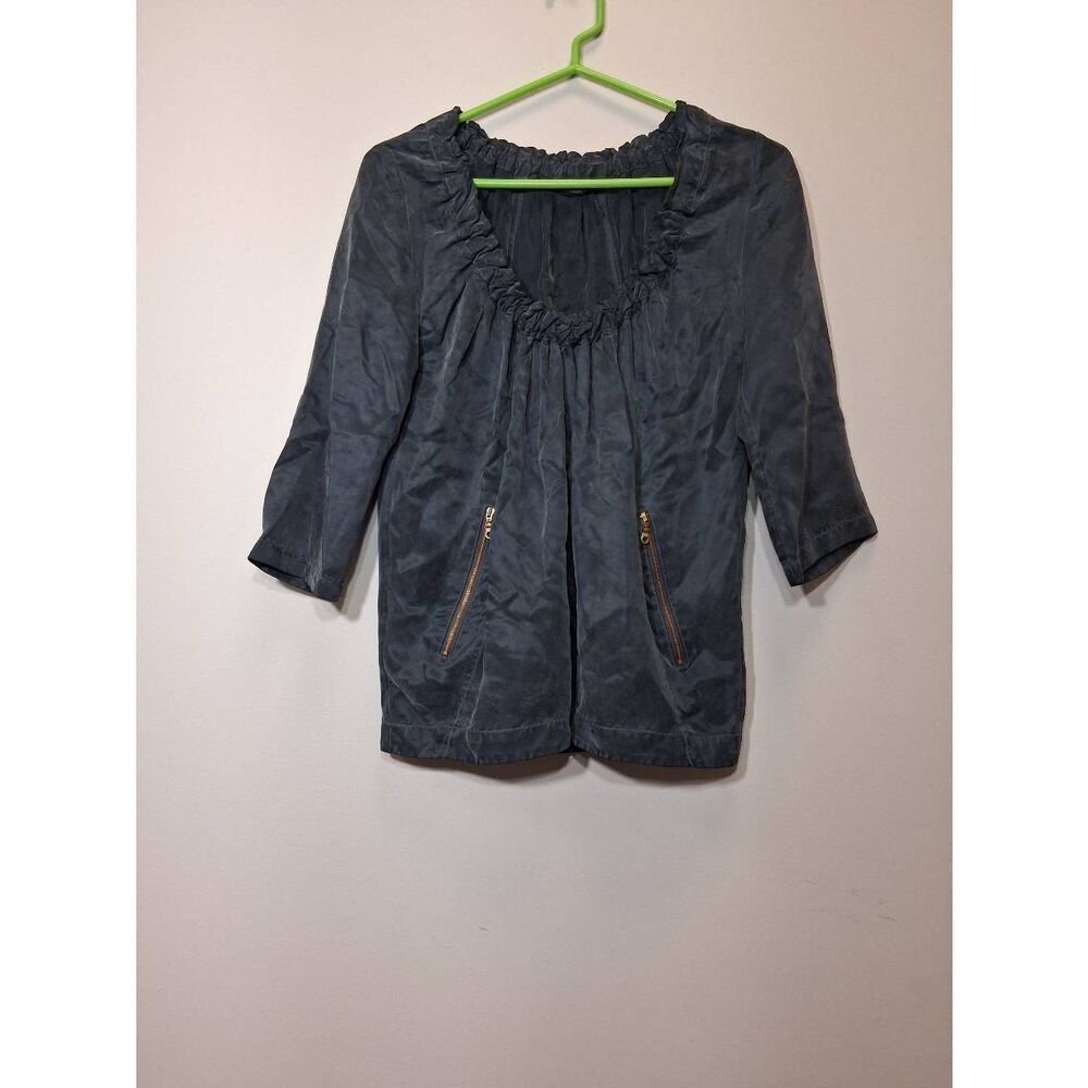 Sita murt womens small dusty gray shirt with front zipper top
